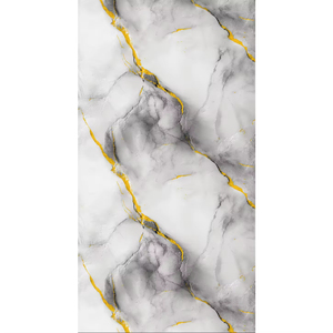 Panneau mural moderne en <span class=keywords><strong>PVC</strong></span> avec revêtement UV, surface en <span class=keywords><strong>marbre</strong></span> gaufré, motif de veines dorées, imperméable, léger, durable, insonorisant, pour hôtel - Product Image 1