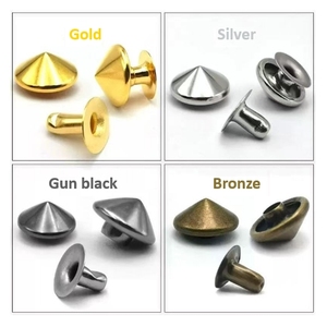 Champignon Conique Argent Or Pistolet Noir Bronze 5mm Rivets en Métal pour DIY Vêtements Chaussures Sacs Bagages Ceintures - Product Image 3