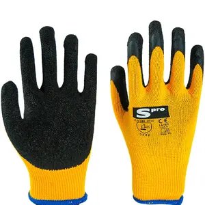 Перчатки рабочие из полиэстера и хлопка, трикотажные защитные перчатки с шероховатой текстурой и покрытием из натурального каучука, 10 Калибр, 5 нитей, 21S