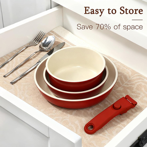 Juego de Ollas de Aluminio Forjado de 6 Piezas de Alta Calidad, con Revestimiento Cerámico Moderno, Tapas de Vidrio y Silicona, Asas de Acero Inoxidable, para Cocina de Gas - Product Image 4