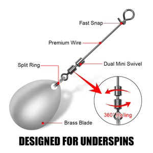 Kit de remplacement de fil d'acier pour lames rotatives en laiton Spinpoler, accessoires de pêche pour leurres durs Willow Colorado, eau salée - Product Image 3