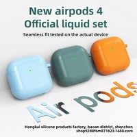 Étui de protection monobloc en silicone liquide couleur unie compatible avec les Apple AirPods 4 Blanc/Noir/Gris avancé pour