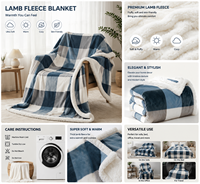 Plaid de luxe coréen double face en flanelle matelassée géométrique, en polyester, épais, moelleux, écologique et chaud pour canapé et lit
