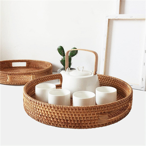 손으로 짠 음식 서빙 텐트 바구니 마크라메 트레이 워터 히아신스 대형 라운드 등나무 바닥 손으로 만든 플로팅 풀 - Product Image 2