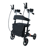 Chariot de marche pliable et léger avec siège et accoudoirs, adapté à une utilisation en extérieur par les personnes âgées et les personnes handicapées