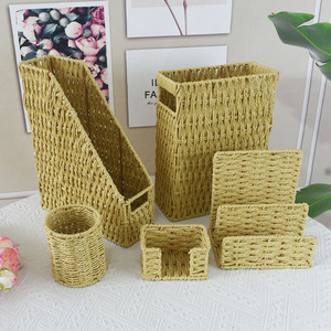 Cesta de Almacenamiento Multiusos para Escritorio, Cesta Tejida para Mesa, Bandeja de Almacenamiento de Cuerda de Papel para Cartas, Carpetas, Cuadernos, Copias e Impresiones - Product Image 5