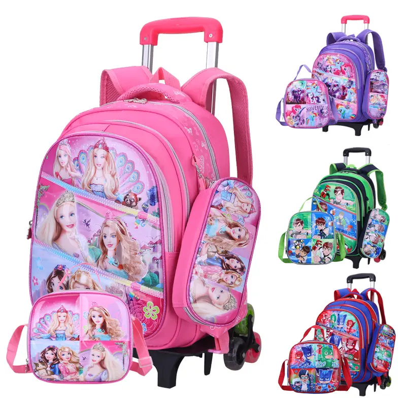 3D Colourful Kids Trolley Bag Big Size Cartoon School Trolley Bags