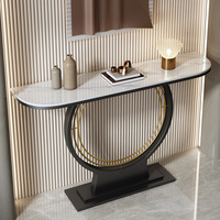 Nouvelle table console longue et étroite en métal de luxe, style nordique moderne, base sur piédestal, pour salon, chambre, hôtel