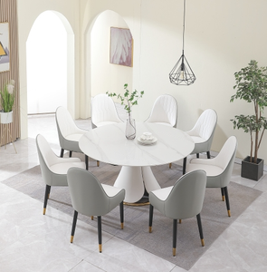 <span class=keywords><strong>Table</strong></span> à manger carrée pliable en marbre moderne à la mode avec conception rétractable réglable chaises étanches 8 pièces <span class=keywords><strong>pour</strong></span> une utilisation en hôtel - Product Image 1