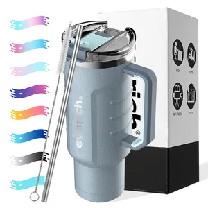 2024 caldo 40oz avventura Quencher sottovuoto isolato sottovuoto in acciaio inox Tumbler con manico e paglia