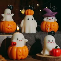 Lilin Halloween Set Lilin Beraroma Labu Hantu Lucu Buatan Tangan Hadiah Kecil Praktis Dekorasi Suasana Kreatif