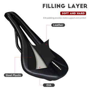 Asiento de Bicicleta TOSEEK Simple y Cómodo, de Carbono, Negro, con Cojín de Plástico/PVC, Ventilado, Suave, con Masaje, Ligero, para Carretera y Montaña - Product Image 3