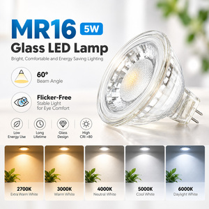 Projecteurs LED MR16 en verre 5W DC 12V 500-550LM CRI 80 Sans scintillement 15000H Garantie 2 ans Angle de faisceau 60 degrés Intérieur - Product Image 1