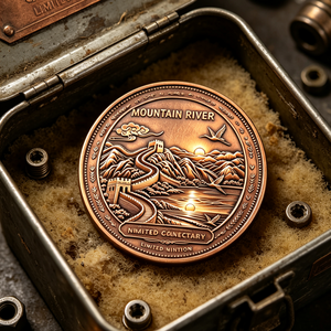 Lingote de Cobre con Motivo de Paisaje Oriental, Gran Muralla, Montaña y Río, 1 Onza, 999 de Pureza, Medalla Redonda de Cobre para Colección Personal - Product Image 6