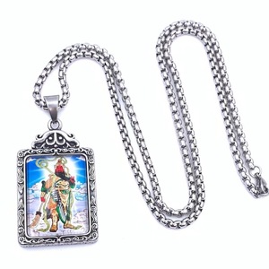 Ksitigarbha Bodhisattva Pendant With Guan Gong Design <b>Titanium</b> Steel Themed Unisex Religious Necklace 216048 - Product Image 2