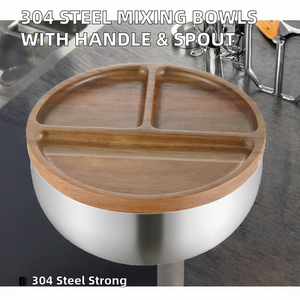 304 Stainless Steel <b>Eco</b>-Friendly Modern Polished Mixing Bowls with Handle and Pour Spout for <b>Egg</b> Baking and Cooking - Product Image 2