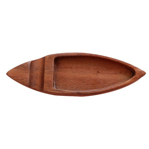 Plat à assaisonnement haut <span class=keywords><strong>de</strong></span> gamme en bois d'acacia japonais, plat en bois rétro à double usage pour desserts avec baguettes - Product Image 5