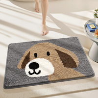 Tapis de sol de salle de bain au design animalier, style frais, très absorbant, antidérapant, séchage rapide, en polyester floqué avec support en PVC, lavable en machine