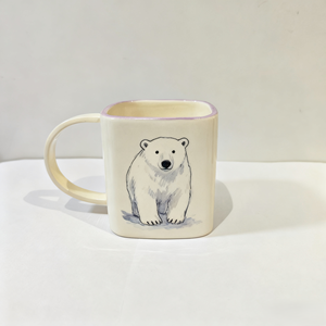 Taza de Cerámica Hecha a Mano Personalizada - Diseño de Oso <span class=keywords><strong>Polar</strong></span> Pintado a Mano - Taza de Café de Porcelana Personalizada - Regalo Navideño - Product Image 5