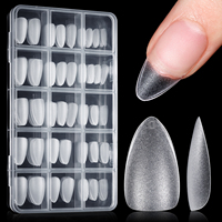 Produits pour ongles en gros 450 pièces 15 tailles Faux ongles amande moyens transparents en gel souple double face entièrement mats à couverture complète