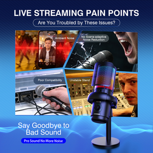 Wireless &amp; Wired Gaming Microphone RGB Lighting USB Connectivity Plastic Material 48kHz Frequency Response for Professional Use - Product Image 2