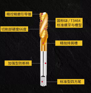 Machos de roscar HSSE con revestimiento de titanio M2 M2.5 M3 M4 M5 M6 M7 M8 M9 M10 M12 M14 M16 M18 M20 <span class=keywords><strong>M22</strong></span> - Product Image 6
