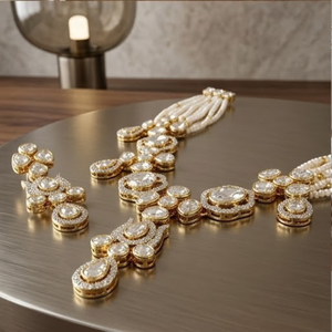 Elegant 925 Silver Kundan <b>Necklace</b> Set Traditional Bridal Jewelry Designer Pearl Earrings for Women Wear - Product Image 4