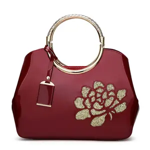Guangzhou Manufacturer 2024 New Fashion Patent Leather PU Handbag Women's Bag Glossy Shell Ladies Shoulder Crossbody Bag