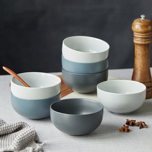 Bol en céramique bleu <span class=keywords><strong>gris</strong></span> mat minimaliste moderne, style nordique, pour céréales, soupe, salade, pour la maison, l'hôtel, le restaurant - Product Image 1