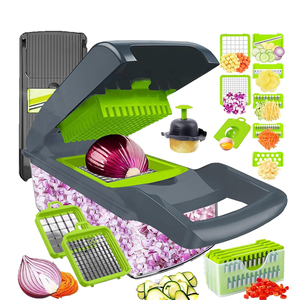 Hachoir à légumes manuel 16-en-1 en plastique, coupe-oignon, trancheuse à fruits, coupe-carottes, hachoir à légumes, mandoline, machine à découper les légumes - Product Image 1