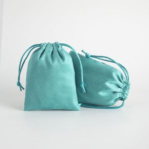 Pochette à bijoux personnalisée en velours bleu pour bracelet et collier, sac à cordon en velours pour bijoux - Product Image 4