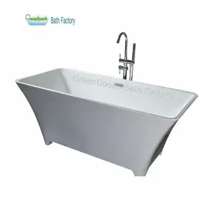 CE Wholesale China Suppliers Rectangular Seamless Soaking Big Bath Tub White Acrylic Thin Edge Freestanding Bathtub with Legs