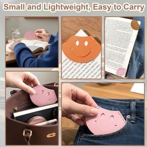 Smile Corner Protector Pu Leather Happy <b>Bookmark</b> Portable Paper Page Mark Clip Reusable Fun <b>Gifts</b> for Book Clubs - Product Image 5