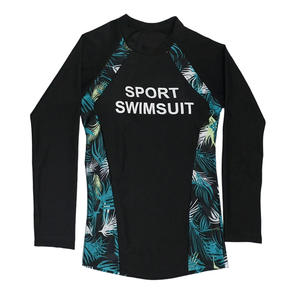 Traje de baño de dos piezas para mujer, pantalones de manga larga, secado rápido, protección solar, snorkel, buceo, surf, cuello redondo, negro - Product Image 4