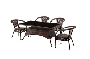 Bán Nóng Thoải Mái Mây <span class=keywords><strong>Wicker</strong></span> Nâu Biệt Thự Tay Vịn Chồng Lên Nhau Poolside Tổng Hợp Ăn Uống Ngoài Trời Mây Ghế - Product Image 3