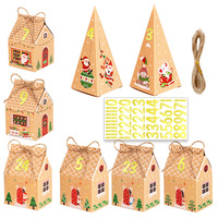 Maison de noël boîte à bonbons rétro pain d'épice maison fête emballage boîte en papier Kraft cadeau boîte décorative avec ficelle