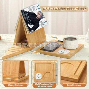 Wooden Tablet <b>Stand</b> Desktop Triangular Phone Bookshelf Adjustable Solid Wood Modern Simple Style - Product Image 3