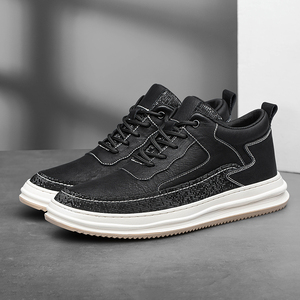 Chaussures à <span class=keywords><strong>talon</strong></span> compensé pour hommes, baskets d'été respirantes en maille et cuir de vache, semelle intérieure rehaussante pour le sport, talons de 6 cm ou 8 cm en option, décontractées - Product Image 3