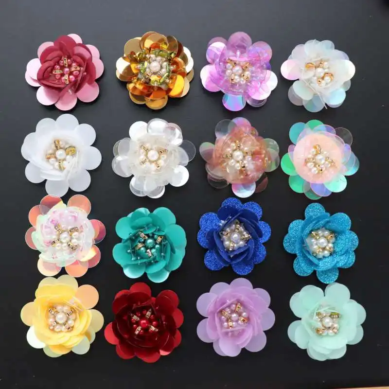 Patchs de fleurs type paillette, 50 pièces, éléments décoratifs pour application de fleurs, offre spéciale
