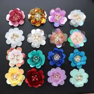 Hot Selling Type Sequin Patches Flowers Decoration Type Flower Appliques