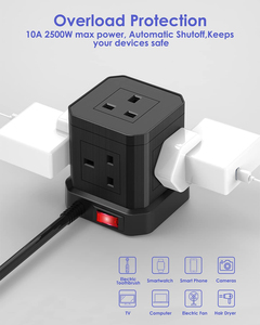 <strong>USB</strong> C Cube <strong>Extension</strong> <strong>Lead</strong> 5 Way Cube Power Strip with 4 <strong>USB</strong> Slots Multi Plug <strong>Extension</strong> - Product Image 4