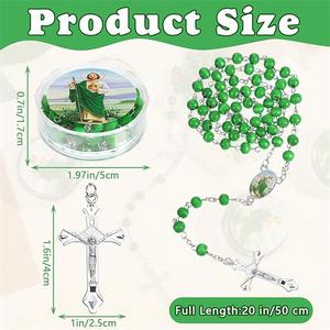Collier croix en boîte parfum vert perles de prière 6mm perles de bois Rose Communion baptême commerce extérieur bijoux <span class=keywords><strong>Saint</strong></span> <span class=keywords><strong>Jude</strong></span> - Product Image 6