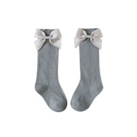 Chaussettes d'été en coton peigné de couleur unie, 1 pièce, avec nœud papillon, pour bébé et fille
