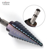 Jeu de forets étagés spirale FEIDA en acier rapide HSS noir de haute qualité, efficaces pour le perçage conique, norme DIN338