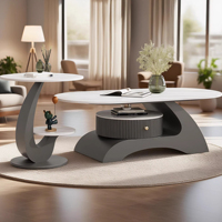 Table à thé de luxe italienne Rock Board Design simple et moderne pour petite famille Art ovale pour le salon Tables basses