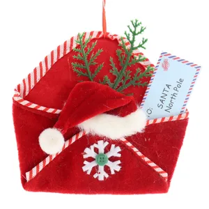 サンタクロースのためのホットセールクリスマス封筒クリスマスツリーの飾り赤い封筒サンタ帽子フェルトギフトバッグ