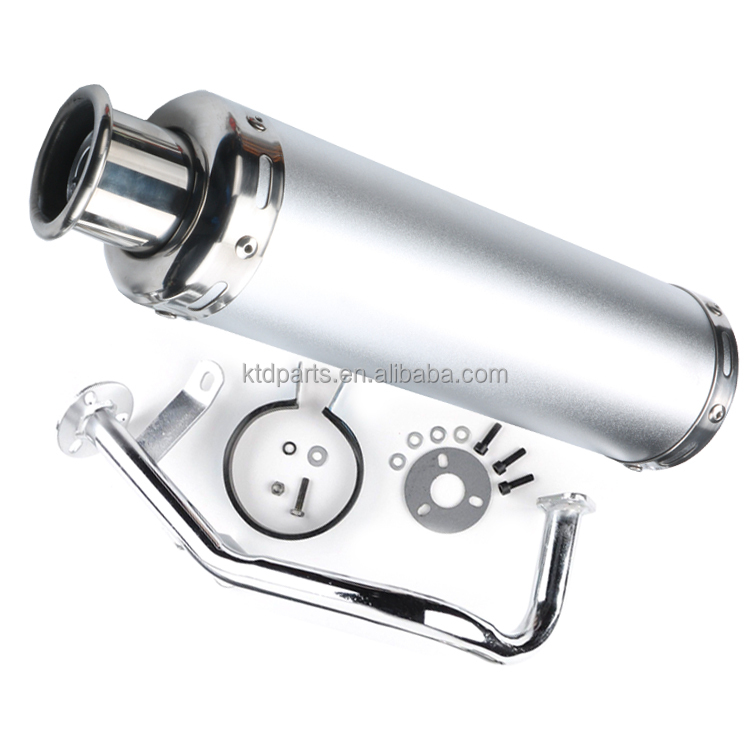 Глушитель выхлопной трубы KTD GY6, серебристый глушитель для скутера, мопеда, мотоцикла, 50 куб. См