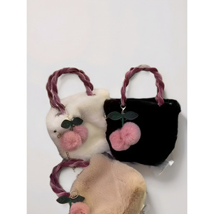 Sac à main en peluche lapin IStapromo Gifts, sac cerise mignon pour fille, version coréenne automne-hiver, sac à bandoulière pour femme - Product Image 6