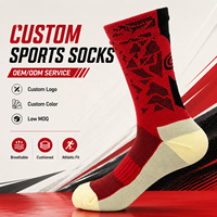Chaussettes de sport mi-mollet personnalisées imprimées sur toute la surface, avec semelle épaisse et respirante, idéales pour la course et le basketball – Vente en gros