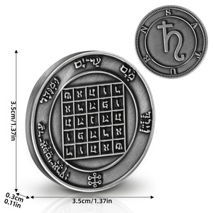 Rey Salomón Premium aleación <span class=keywords><strong>de</strong></span> bronce esmalte duro Ritual talismán Júpiter amuleto moneda símbolos sagrados protección riqueza meditación - Product Image 5